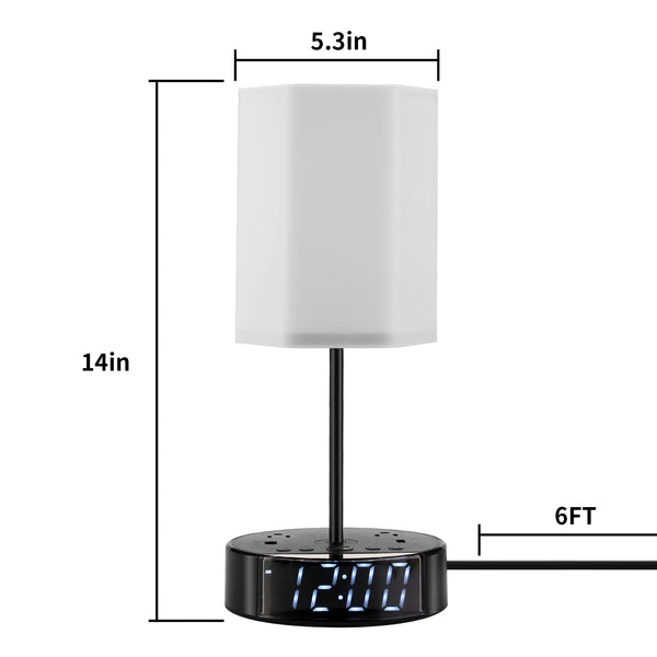 Alarm Clock Table Lamp with USB Charger and Outlets, 500pcs