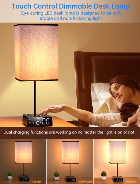 Alarm Clock Table Lamp, Wireless Charger, USB Charger and Outlets, 500pcs