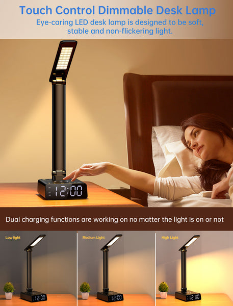 Alarm Clock Table Lamp, Wireless Charger, USB Charger and Outlets, 500pcs