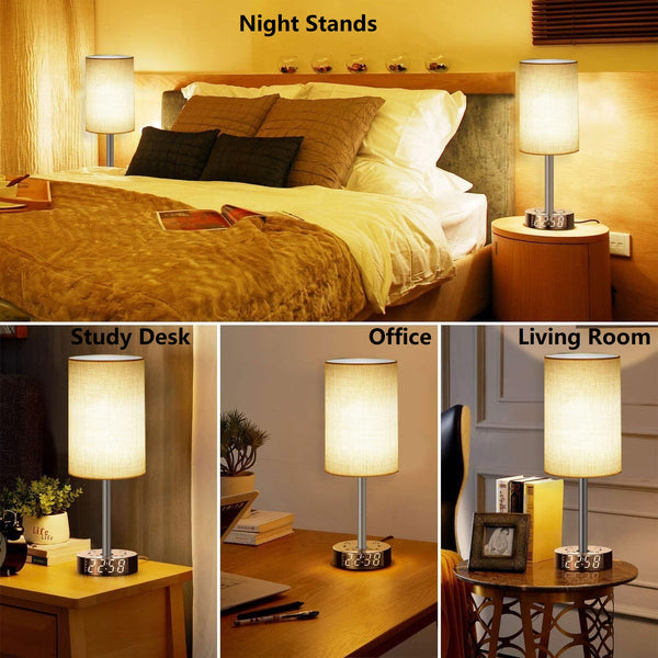 Alarm Clock Table Lamp with USB Charger and Outlets, 500pcs