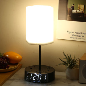 Alarm Clock Table Lamp with USB Charger and Outlets, 500pcs