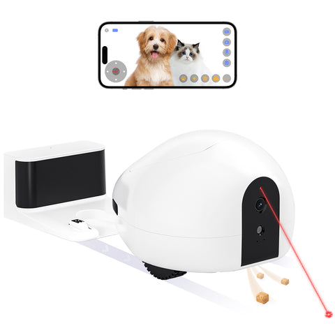 Self-Charging Moving Pet Camera Treat Dispenser with Phone App