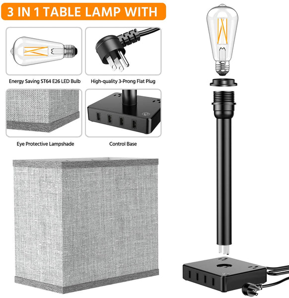 Table Lamp with USB Charger and Outlets, 500pcs