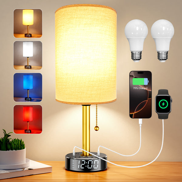 Alarm Clock Table Lamp with USB Charger and Outlets, 500pcs