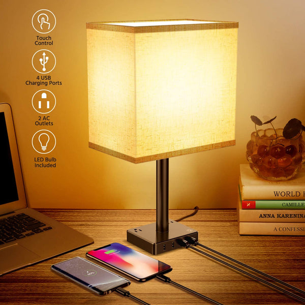 Table Lamp with USB Charger and Outlets, 500pcs