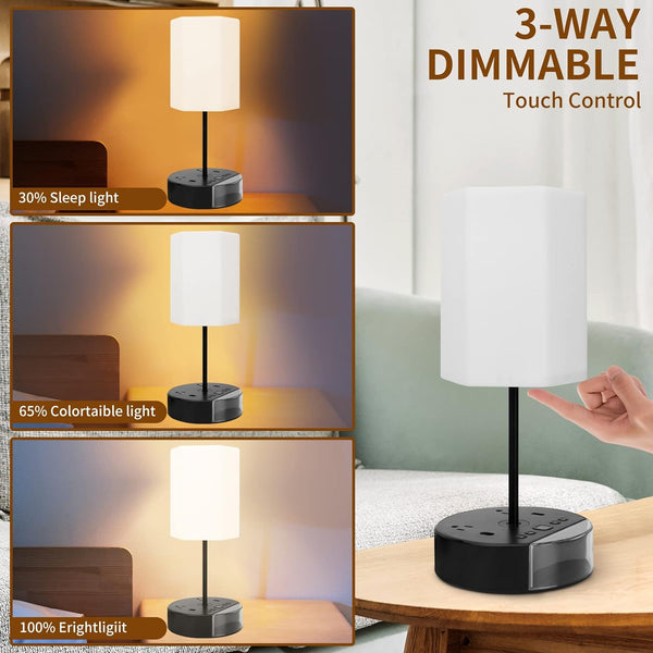 Alarm Clock Table Lamp with USB Charger and Outlets, 500pcs