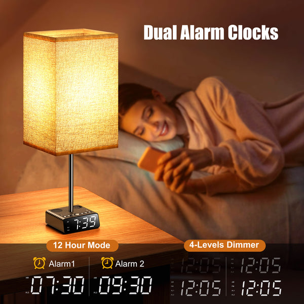 Alarm Clock Table Lamp with Speaker, USB Charger and Outlets, 500pcs