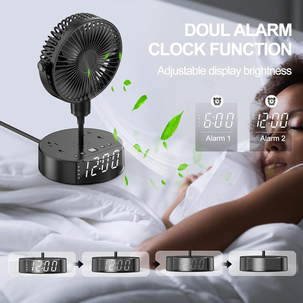 Alarm Clock with Fan, USB-A and USB-C Charger and Outlets, 500pcs