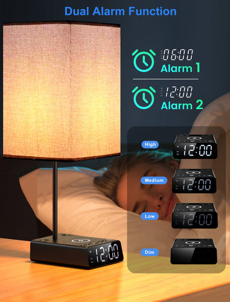 Alarm Clock Table Lamp, Wireless Charger, USB Charger and Outlets, 500pcs