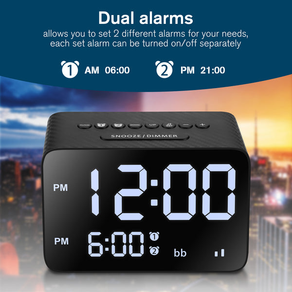 Alarm Clock with White Noise USB-A and USB-C Charger and Outlets, 500pcs