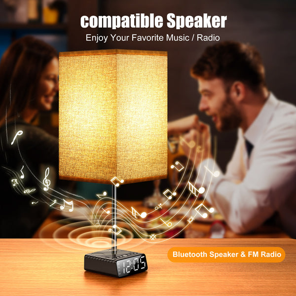 Alarm Clock Table Lamp with Speaker, USB Charger and Outlets, 500pcs