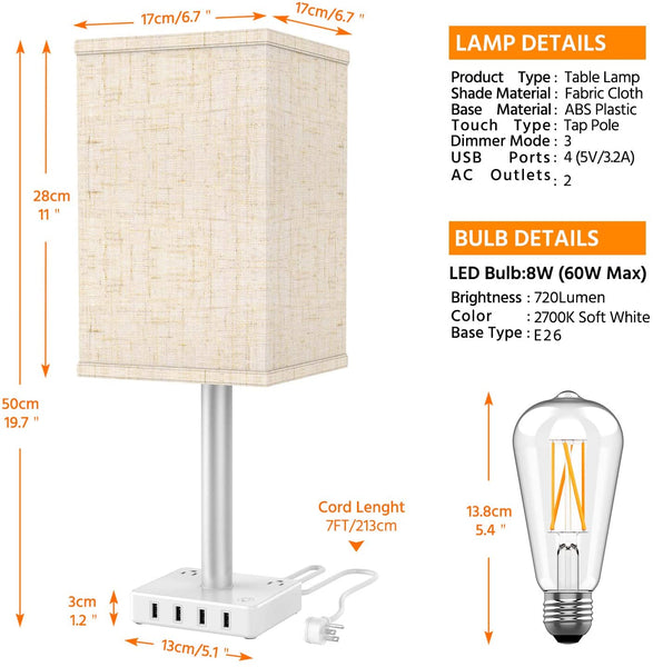 Table Lamp with USB Charger and Outlets, 500pcs