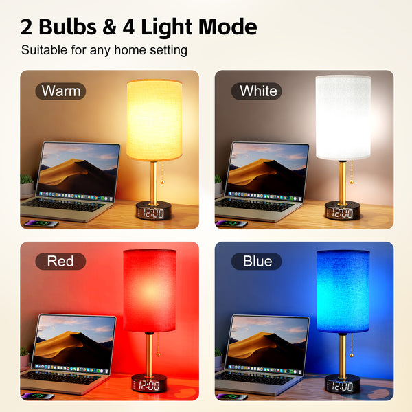 Alarm Clock Table Lamp with USB Charger and Outlets, 500pcs