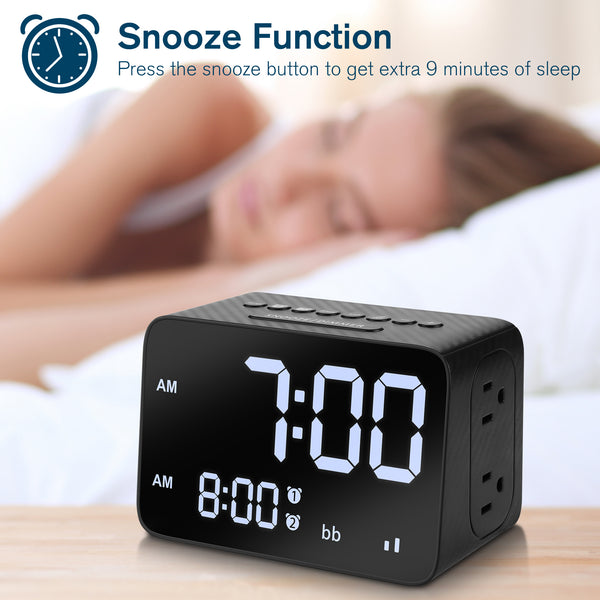 Alarm Clock with White Noise USB-A and USB-C Charger and Outlets, 500pcs