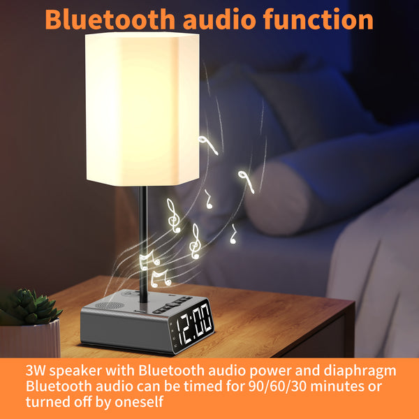 Alarm Clock Table Lamp with Speaker, USB Charger and Outlets, 500pcs