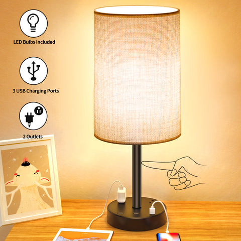 Table Lamp with USB Charger and Outlets, 500pcs