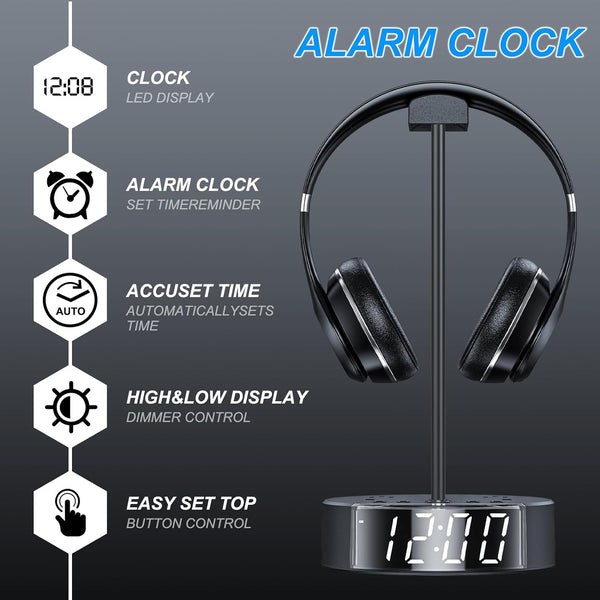 Alarm Clock with Rack, USB-A and USB-C Charger and Outlets, 500pcs