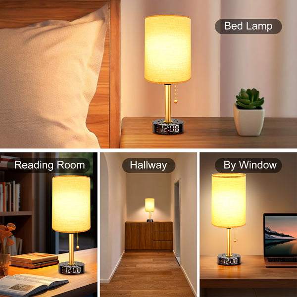 Alarm Clock Table Lamp with USB Charger and Outlets, 500pcs