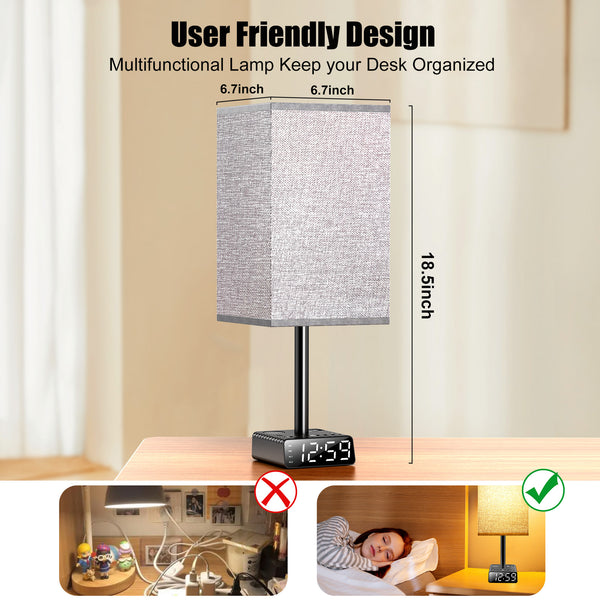 Alarm Clock Table Lamp with Speaker, USB Charger and Outlets, 500pcs